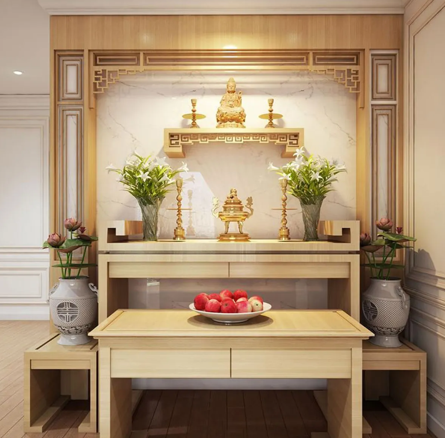 Không Gian Kết Hợp Phòng Khách và Phòng Thờ